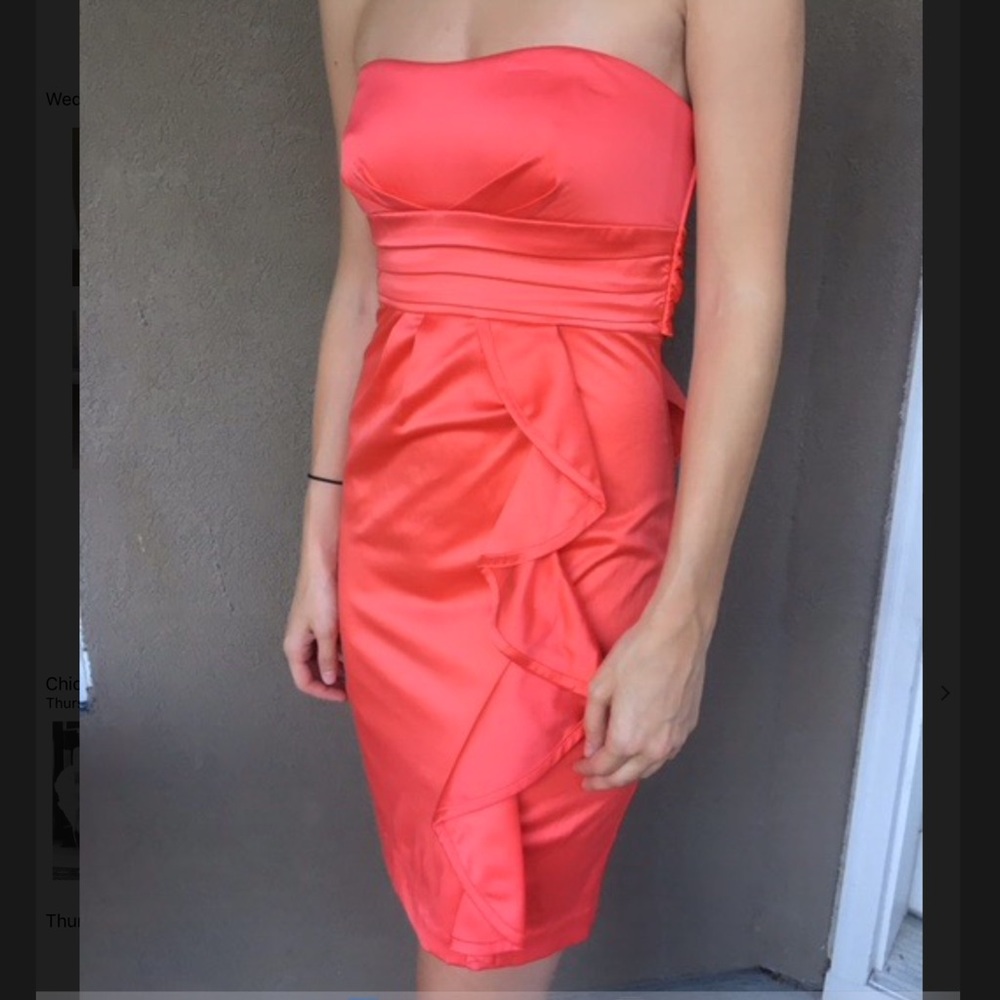 ☀️Sequin Hearts coral fitted cocktail dress